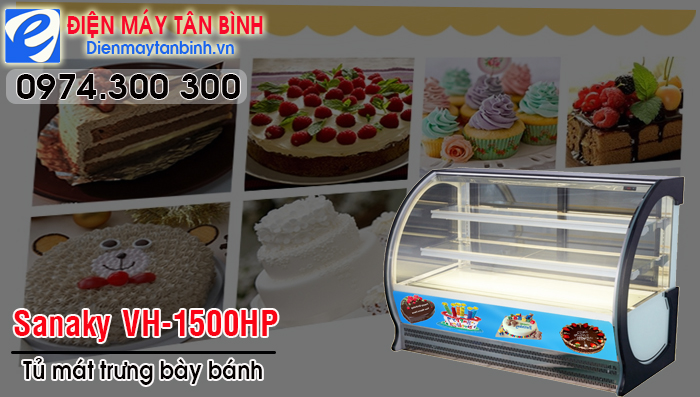 Tủ m&aacute;t trưng b&agrave;y b&aacute;nh kem sanaky VH-1500HP